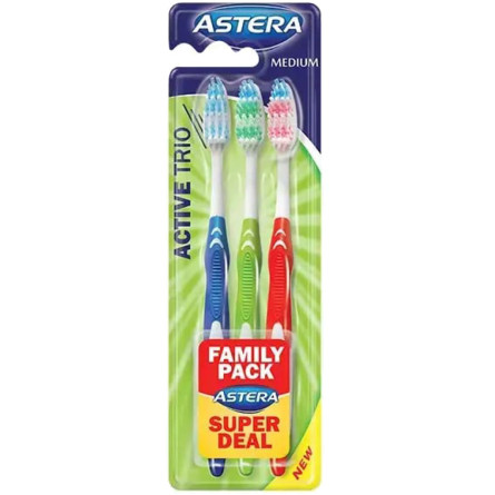 Зубна щітка Aroma Astera Active Trio Середньої жорсткості 3 шт