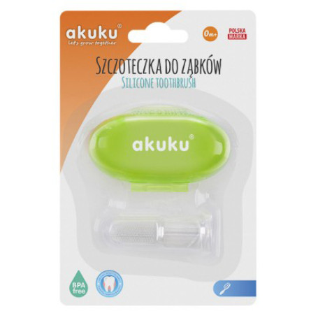 Зубна щітка-масажер Akuku силіконова в зеленому чохлі (A0264) slide 1