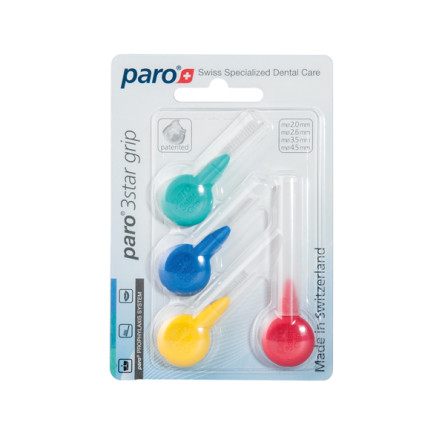 Міжзубні щітки Paro Swiss 3star grip набір зразків 4 різних розмірів