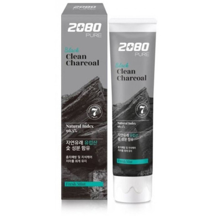 Отбеливающая зубная паста Aekyung 2080 Black Clean Charcoal Toothpaste с древесным углем 120 г