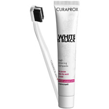 Набор Зубная паста отбеливающая Curaprox White is Black с активированным углем и гидроксиаппатитами 90 мл + Ультра-мягкая зубная щетка mini slide 1