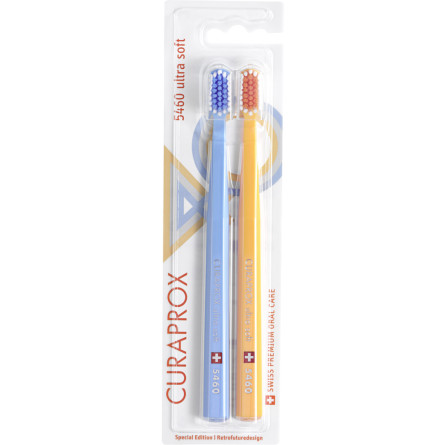 Набір зубних ультрам'яких щіток Curaprox UltraSoft Retro Edition Blue-Orange d 0.1 мм 2 шт.
