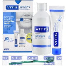 Набор Dentaid Vitis Sensitive зубная паста 100 мл + ополаскиватель 500 мл + щетка 1 шт mini slide 1