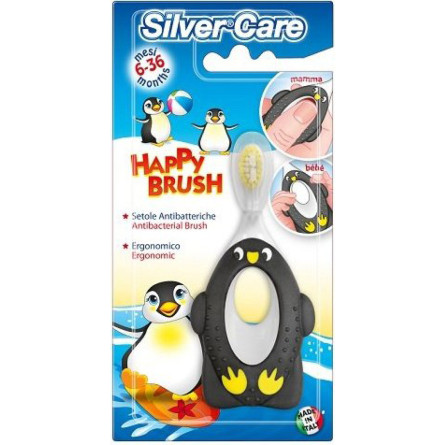 Дитяча зубна щітка Silver Care Happy Brush від 6 до 36 місяців Чорна