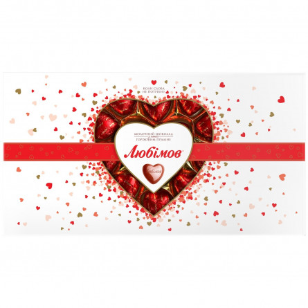 Цукерки Любимов Шоколадні сердечка асорті 225г slide 1