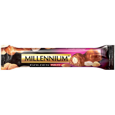 Шоколад черный Millennium Golden Nut с начинкой и цельными лесными орехами 40г slide 1