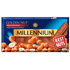 Шоколад Millennium Golden Nut молочний з цілими лісовими горіхами 100г mini slide 1