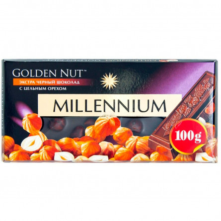 Шоколад черный Millennium Golden Nut с цельными лесными орехами 90г slide 1