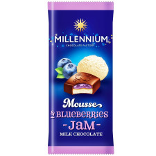 Шоколад молочний Millennium Mousse з мусовою та чорничною начинкою 135г mini slide 1