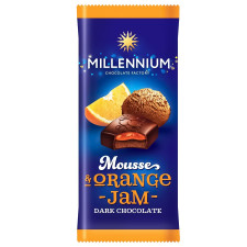 Шоколад Millennium Mousse чорний з мусовою та апельсиновою начинкою 135г mini slide 1