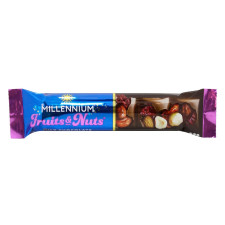 Шоколад молочный Millennium Fruits&amp;amp;Nuts с миндалем, целыми лесными орехами, клюквой и изюмом 35г mini slide 1