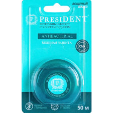 Зубна нитка President Antibacterial з хлоргексидином вощена 50 м mini slide 1