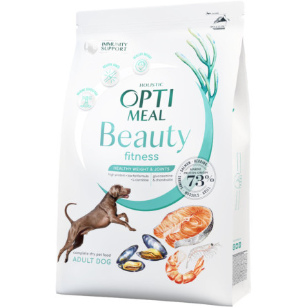 Беззерновой полнорационный сухой корм для взрослых собак Optimeal Beauty Fitness на основе морепродуктов 4 кг (B1762901)