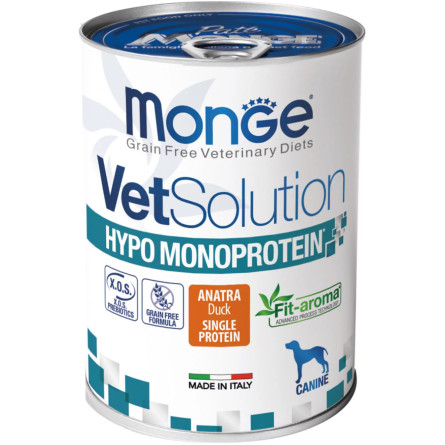 Вологий корм для собак Monge VetSolution Wet Hypo з качкою 400 г