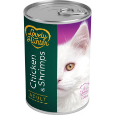 Вологий корм для дорослих кішок з куркою і креветкою Lovely Hunter Adult Chicken and Shrimps 400 г (LHU45349) mini slide 1