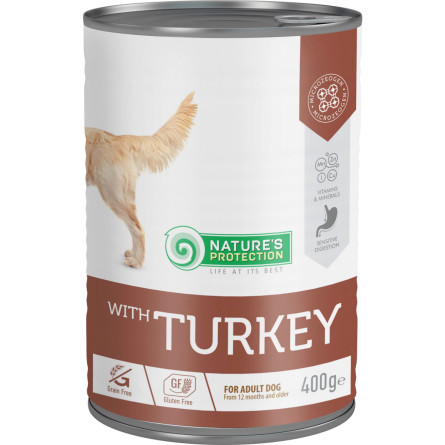 Влажный корм для взрослых собак Nature's Protection Nature’s Protection with Turkey с индюшкой 400 г (KIK45601)