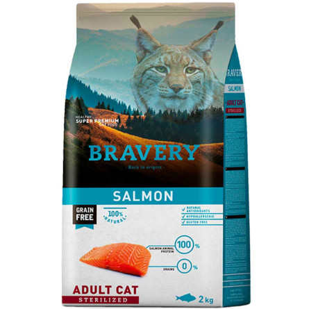 Сухой корм для взрослых кошек BRAVERY Salmon Adult Cat Sterilized с лососем 7 кг