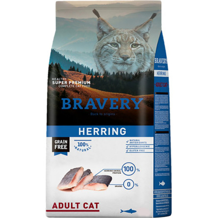Сухий корм для дорослих кішок BRAVERY Herring Adult Cat з оселедцем 2 кг