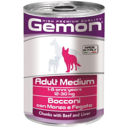 Вологий корм для собак Gemon Dog Medium Adult Beef/liver зі смаком яловичини 415 г