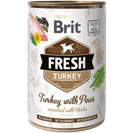 Влажный корм для собак Brit Fresh с индейкой и горошком 400 г