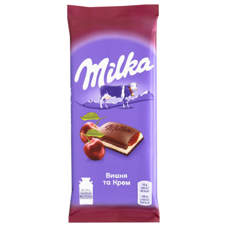 Шоколад молочний Milka Вишня та крем 90г slide 1
