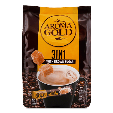 Напій кавовий Aroma Gold 3в1 з коричневим цукром