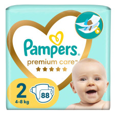 Підгузки дитячі premium care mini джамбо 4-8кг Pampers 88шт mini slide 1
