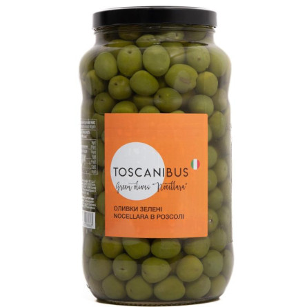 Оливки зелені з кісточкою Ночелара, Toscanibus, 2900г