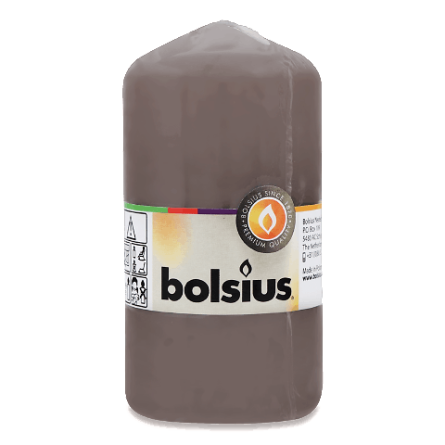 Свічка Bolsius циліндрична тепло-сіра 130/70 мм