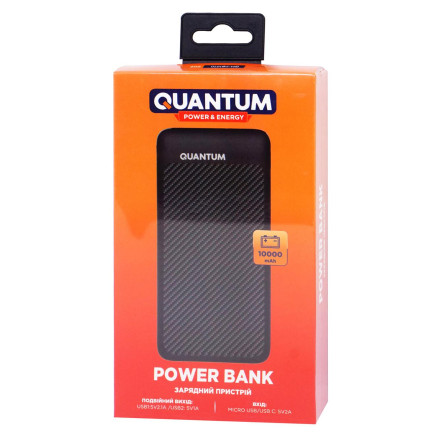 Універсальний мобільний акумулятор (Power bank) Quantum QM-PB1010 чорний 10 000mAh 3.7V (2-USB) slide 1