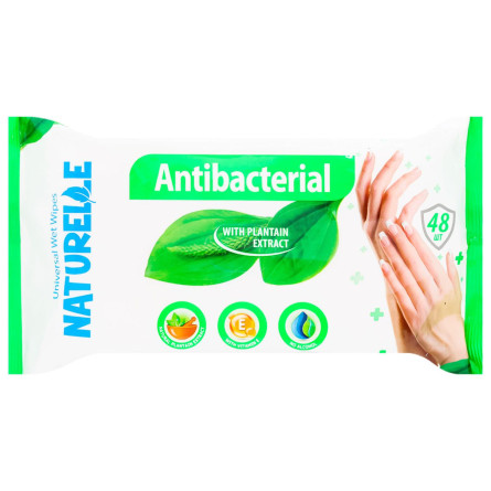 Серветки вологі Naturelle Antibacterial з екстрактом листя подорожника 48шт. slide 1