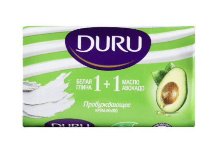 Крем-мыло Duru 1+1 туалетное с белой глиной и маслом авокадо 80 г