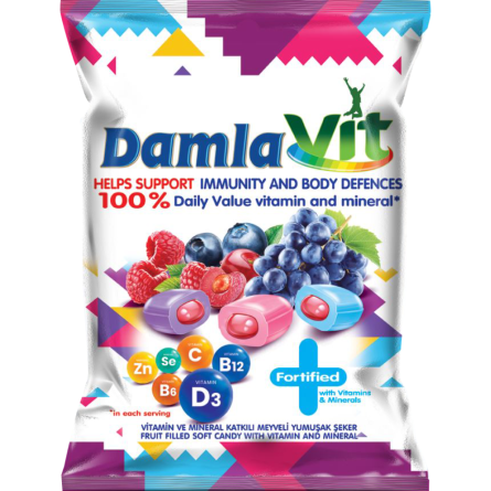 Карамель Tayas DamlaVit мягкая с фруктовым наполнителем и витаминами 90 г slide 1