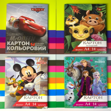 Картон кольоровий Disney А4 14 аркушів 14 кольорів mini slide 1