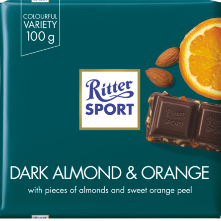 Шоколад Ritter Sport черный с миндалем и апельсином 100 г