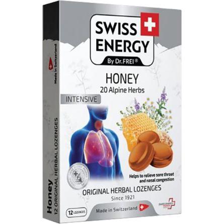 Леденцы для горла Swiss Energy Alpine Herbs мед 20шт