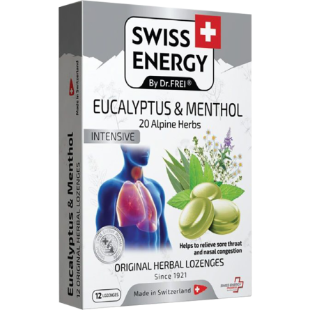 Леденцы для горла Swiss Energy Alpine Herbs эвкалипт и ментол 20шт