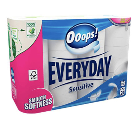 Папір туалетний Ooops! EveryDay Sensetive 3-х шаровий 24 шт