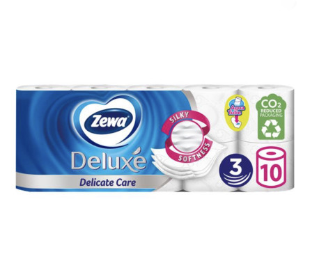 Папір туалетний Zewa Deluxe Delicate Care 3-х шаровий білий 10 шт