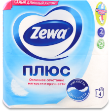 Папір туалетний Zewa Плюс 2-х шаровий білий 4 шт mini slide 1