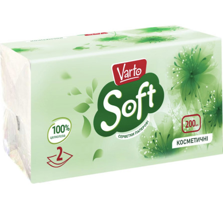 Салфетки бумажные Varto Soft косметические 200 шт.