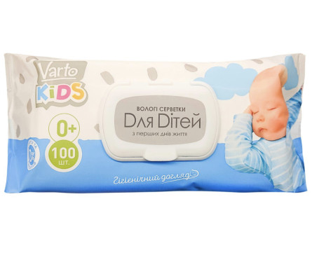Вологі серветки Varto KIDS для дітей з перших днів життя 100 шт.
