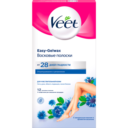 Восковые полоски для депиляции Veet для чувствительной кожи 12 шт