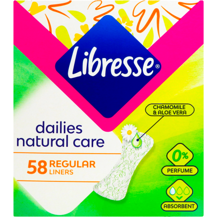 Прокладки Libresse Regular Natural Сare ежедневные гигиенические 58 шт