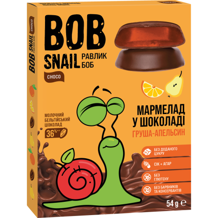 Мармелад Bob Snail Груша-апельсин в молочному шоколаді 54 г