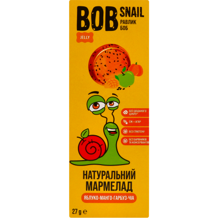 Мармелад Bob Snail Яблучно-манго-гарбузовий з Чіа 27 г slide 1