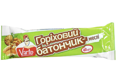 Батончик-мюсли Varto ореховый 40 г