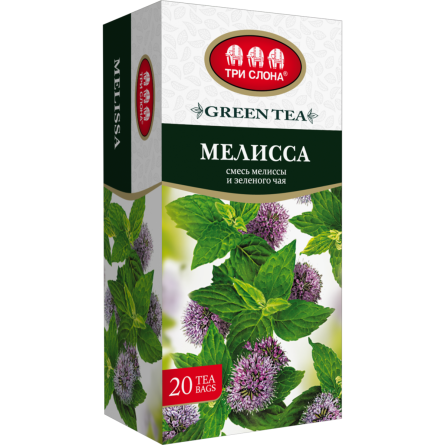 Чай Три Слона зеленый с мелиссой 20 х 1.3 г