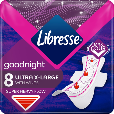 Прокладки гігієнічні Libresse Goodnight Ultra+ X-Large 8 шт.