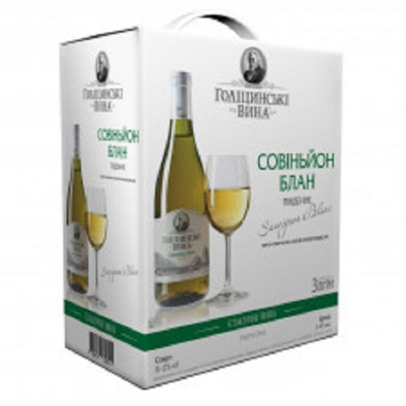Вино Голіцинські вина Совіньон Блан південне біле напівсолодке 9-12% 3л